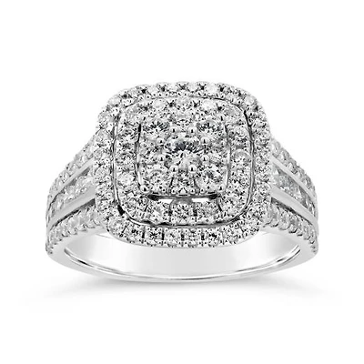 New Brilliance 10K White Gold Lab Grown 1.51CTW Diamond Fashion Ring