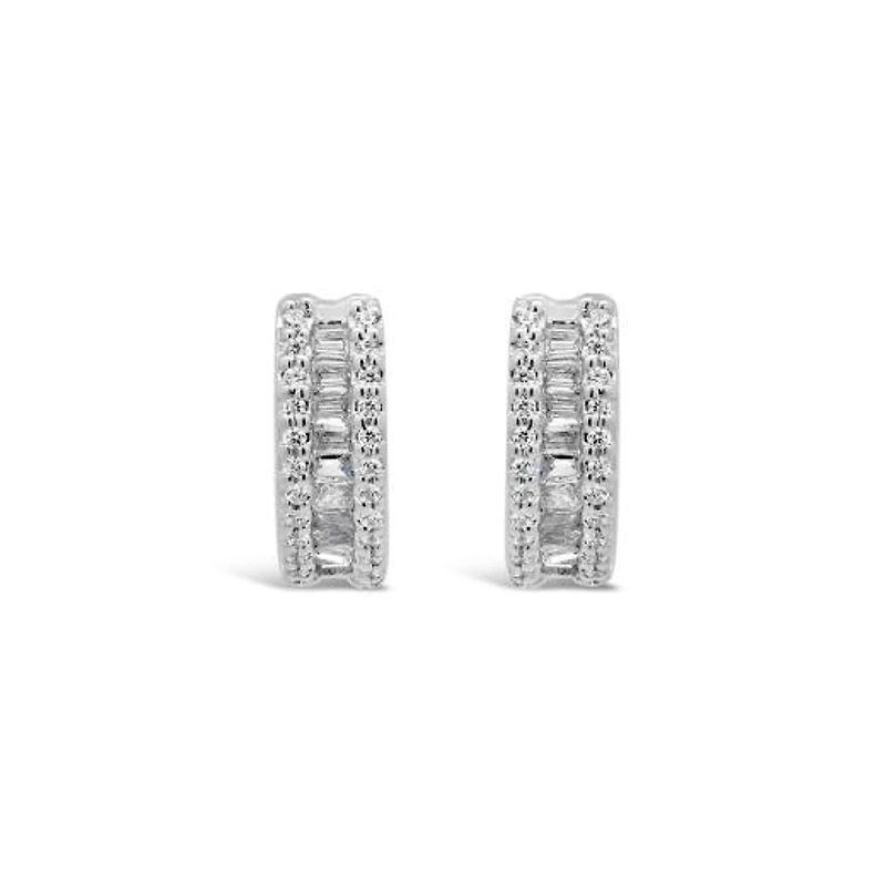 10K White Gold 0.20CTW Diamond Hoop Earrings