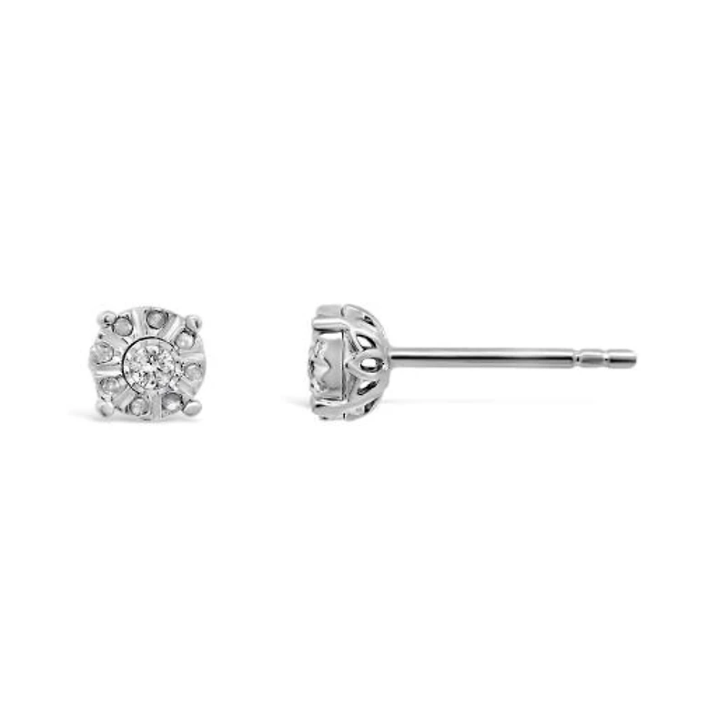 Sterling Silver Diamond Stud Earrings