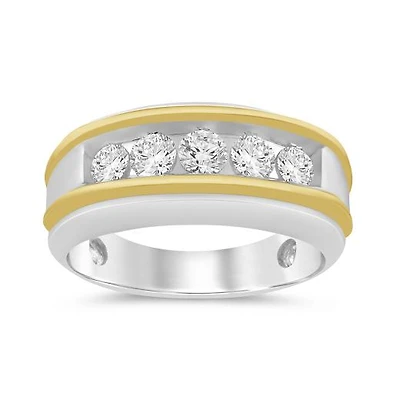 10K White and Yellow Gold Lab Grown 1.00CTW Diamond Ring