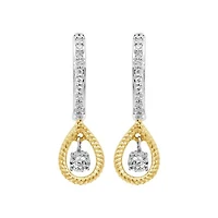 Dancing Diamonds Sterling Silver and 10k Yellow Gold 0.15CTW Diamond Hoops