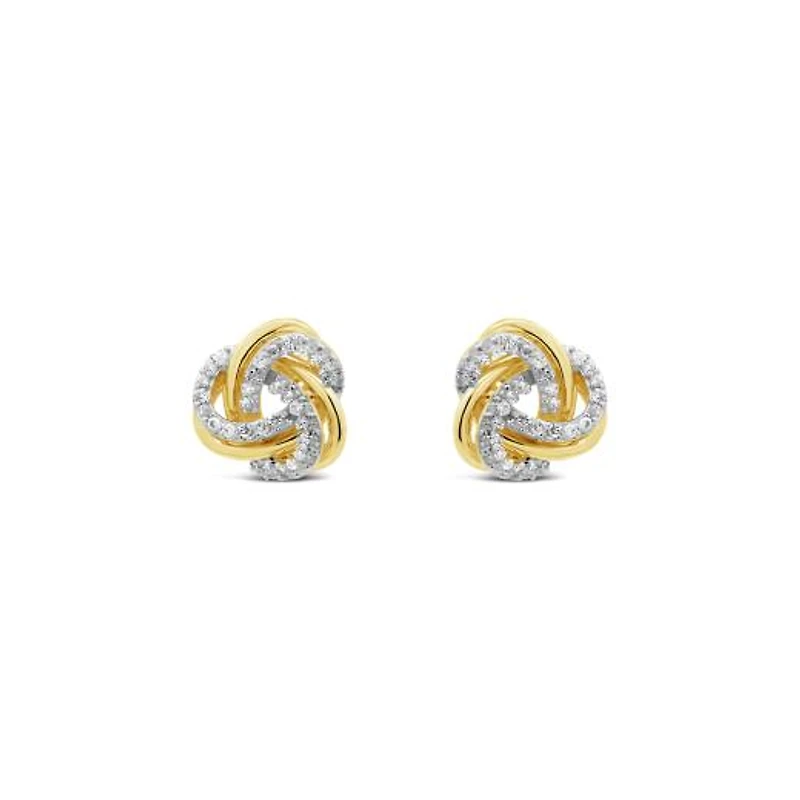 10K Yellow Gold 0.12CTW Diamond Love Knot Earrings