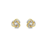 10K Yellow Gold 0.12CTW Diamond Love Knot Earrings