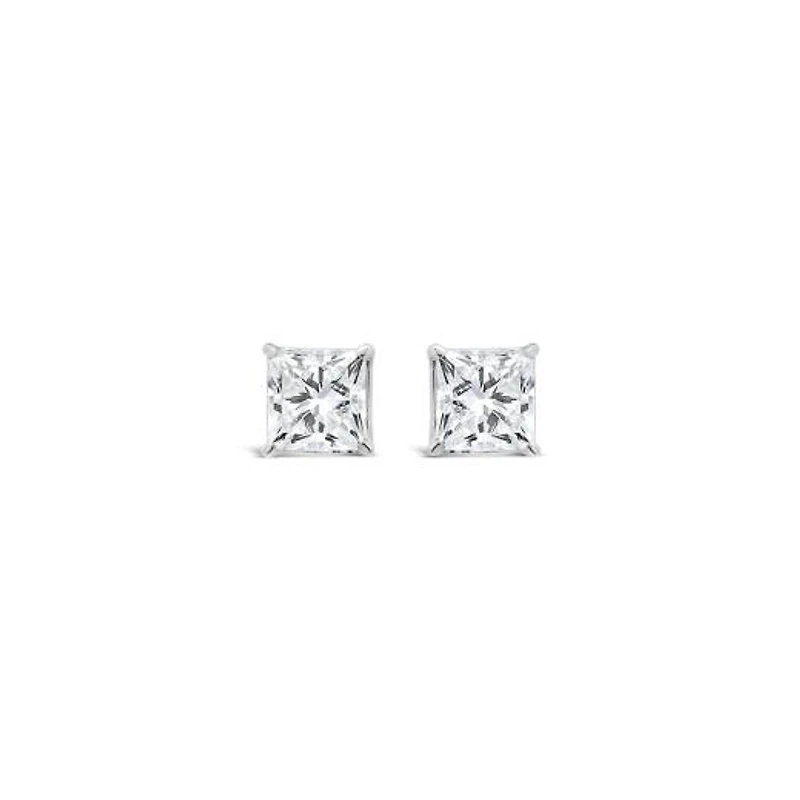 New Brilliance 14K White Gold Lab Grown 1.00CTW Princess Diamond Stud Earrings