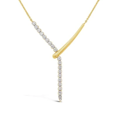 Bella Moda 10K Yellow Gold 0.20CTW Diamond Y-Necklace