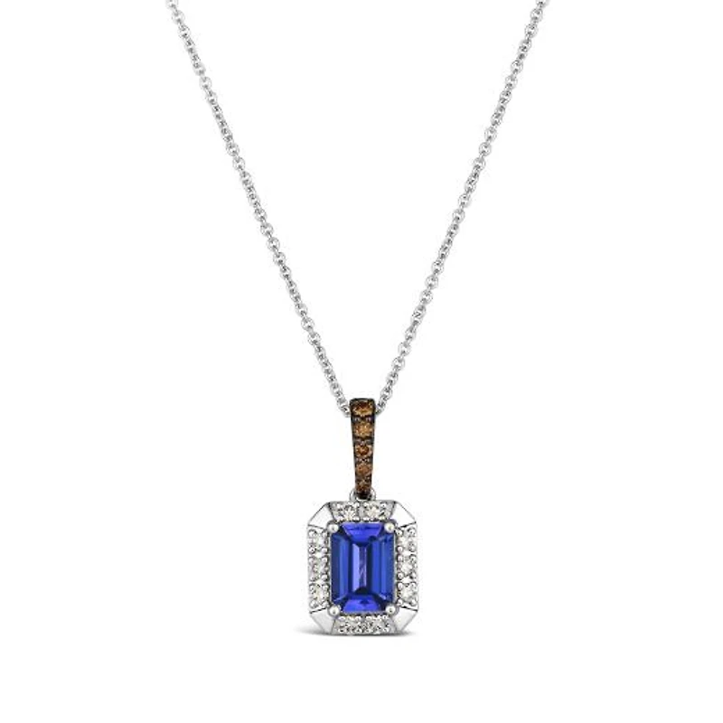 14K Vanilla Gold Blueberry Tanzanite Diamond Pendant