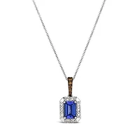 14K Vanilla Gold Blueberry Tanzanite Diamond Pendant