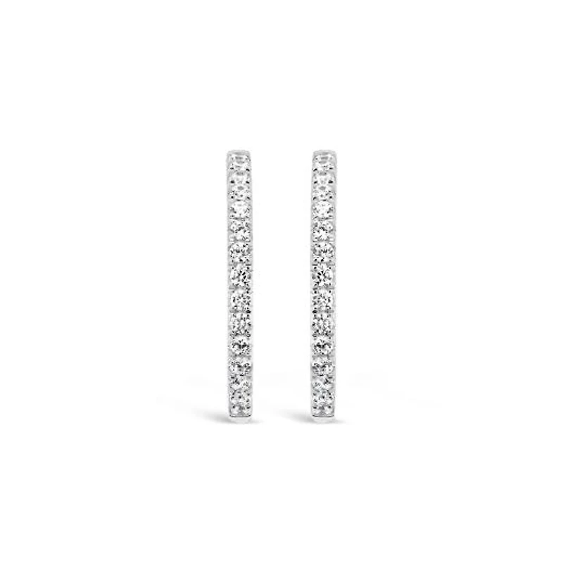 New Brilliance 10K White Gold Lab Grown 1.00CTW Diamond Round Hoop Earrings