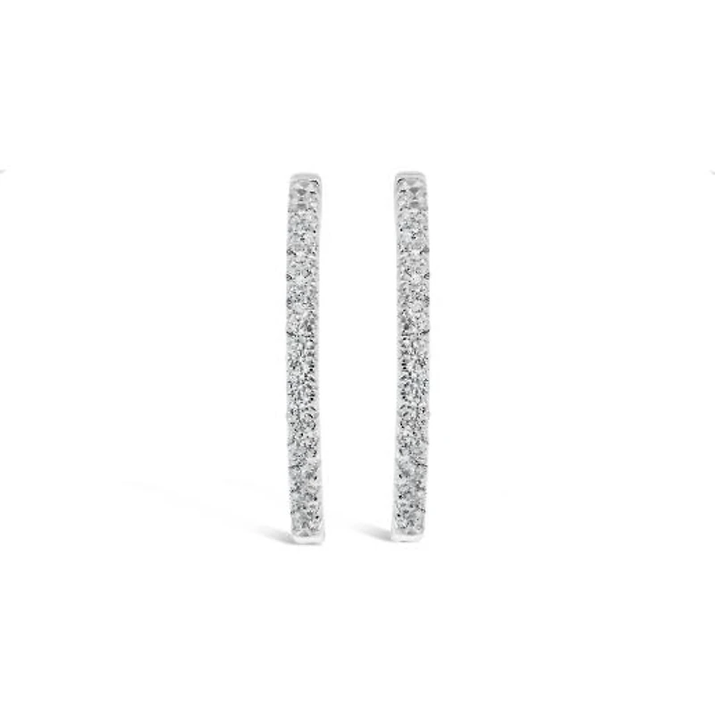 New Brilliance 10K White Gold Lab Grown 1.00CTW Diamond Oval Hoop Earrings