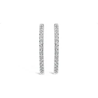 New Brilliance 10K White Gold Lab Grown 1.00CTW Diamond Oval Hoop Earrings