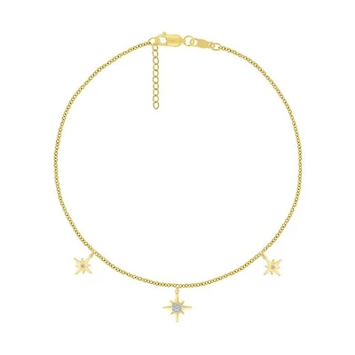 Bella Moda 10K Yellow Gold Diamond Star Anklet