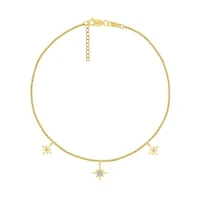 Bella Moda 10K Yellow Gold Diamond Star Anklet