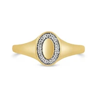 Charmables 10K Yellow Gold Diamond Oval Signet Ring