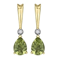 10K Yellow Gold Peridot and Diamond Earrings