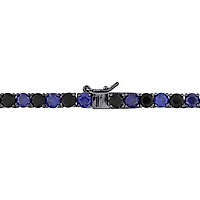 Julianna B Sterling Silver Created Blue and Black Sapphire 20" Tennis Necklace