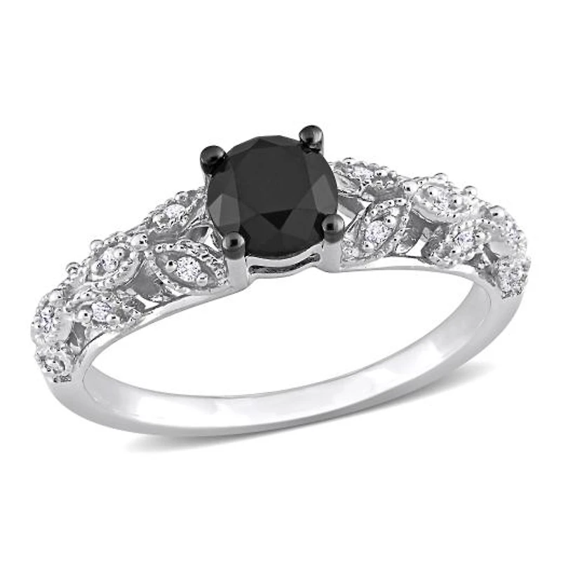 Julianna B 14K White Gold Black & White 1.00CTW Diamond Fashion Ring