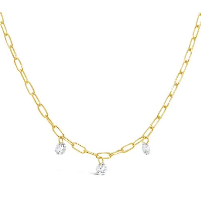 Brevani 10K Yellow Gold 0.24CTW Diamond Drop Paperclip Necklace