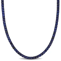 Julianna B Sterling Silver Created Blue Sapphire With Black Rhodium 20" Necklace