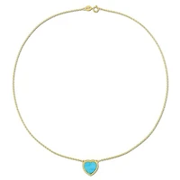 Julianna B Yellow Plated Sterling Silver Heart Shape Turquoise Necklace