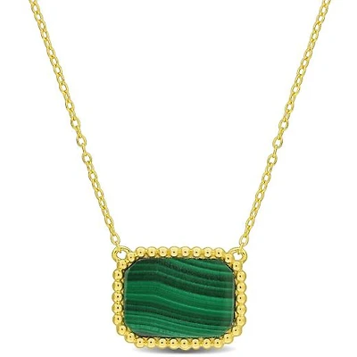 Julianna B Yellow Plated Sterling Silver Malachite Necklace
