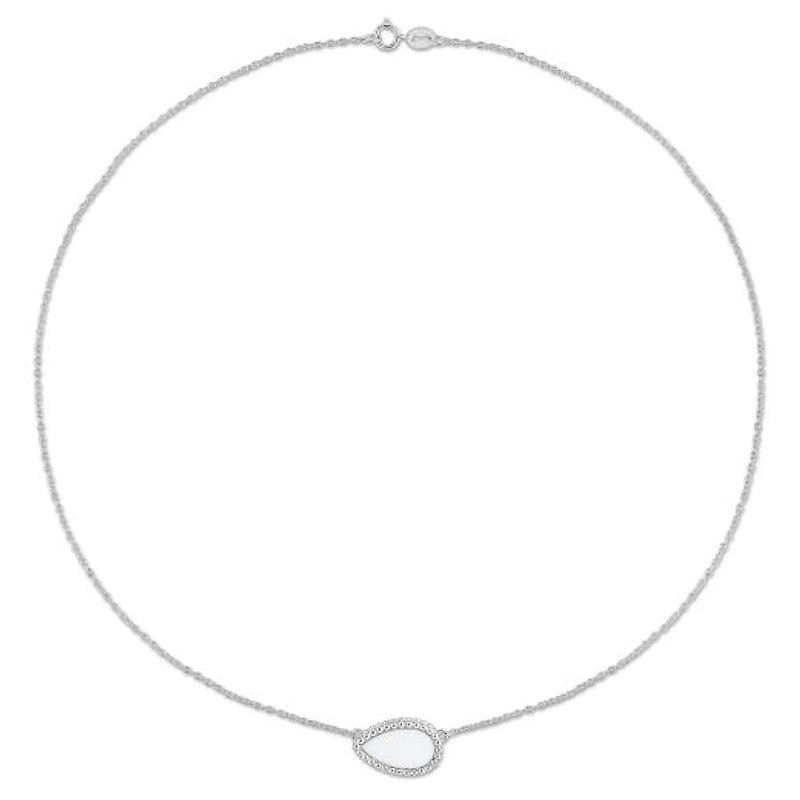 Julianna B Sterling Silver Pear Shape White Agate Necklace