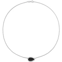 Julianna B Sterling Silver Pear Shape Black Agate Necklace