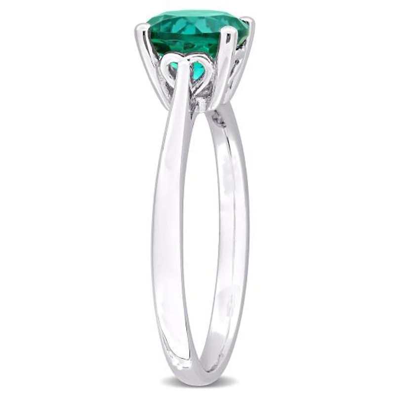 Julianna B Sterling Silver Created Emerald Solitaire Ring