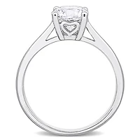 Julianna B Sterling Silver Created White Sapphire Solitaire Ring