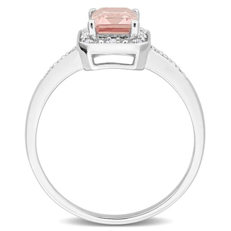 Julianna B Sterling Silver Morganite and Diamond Ring