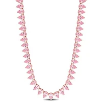 Julianna B Rose Plated Sterling Silver Pink Cubic Zirconia Tennis 18" Necklace