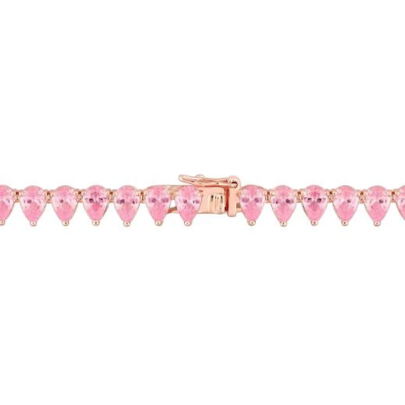 Julianna B Rose Plated Sterling Silver Pink Cubic Zirconia Tennis 18" Necklace