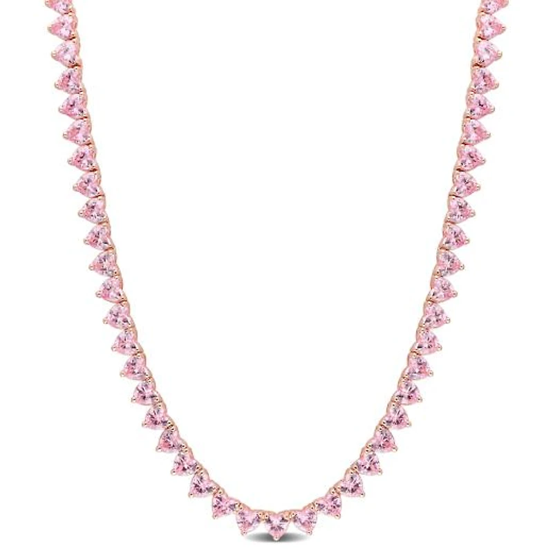 Julianna B Rose Plated Sterling Silver Pink Cubic Zirconia Tennis 18" Necklace