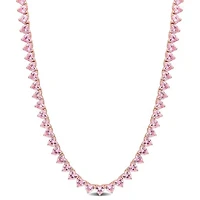 Julianna B Rose Plated Sterling Silver Pink Cubic Zirconia Tennis 18" Necklace