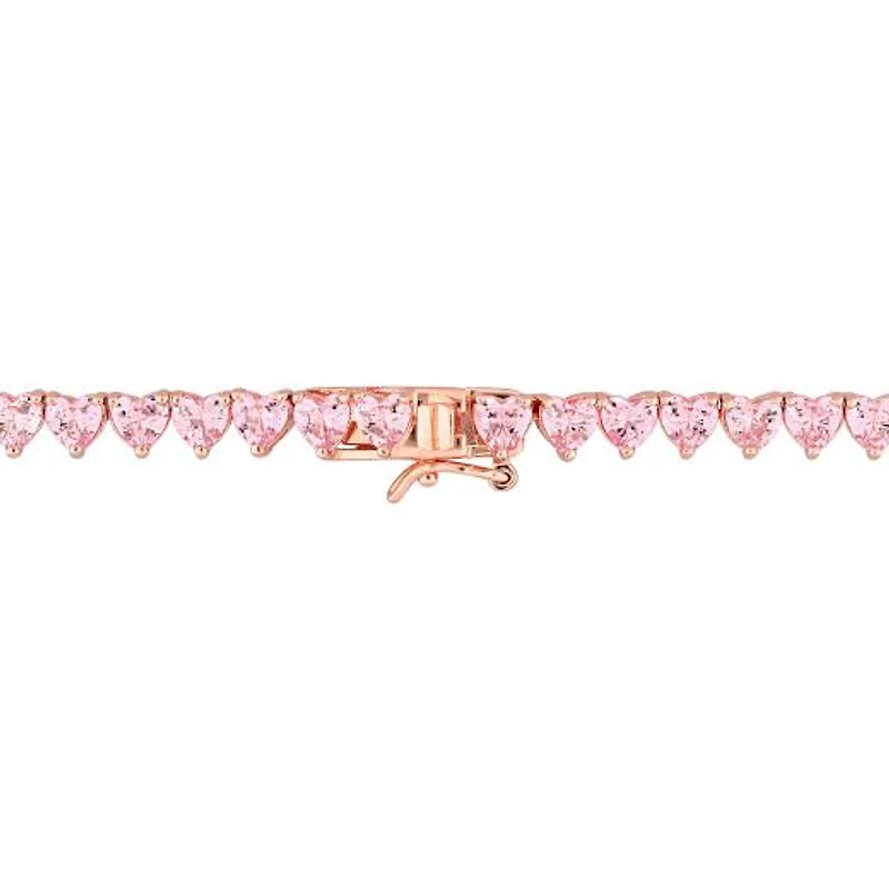 Julianna B Rose Plated Sterling Silver Pink Cubic Zirconia Tennis 18" Necklace