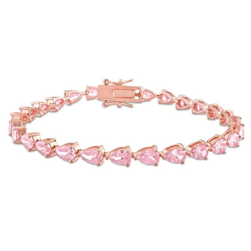 Julianna B Rose Plated Sterling Silver Pink Cubic Zirconia 7.25" Bracelet