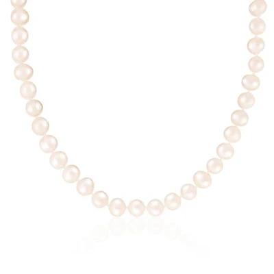 Sterling Silver 7-8mm White Freshwater Pearl 36" Necklace