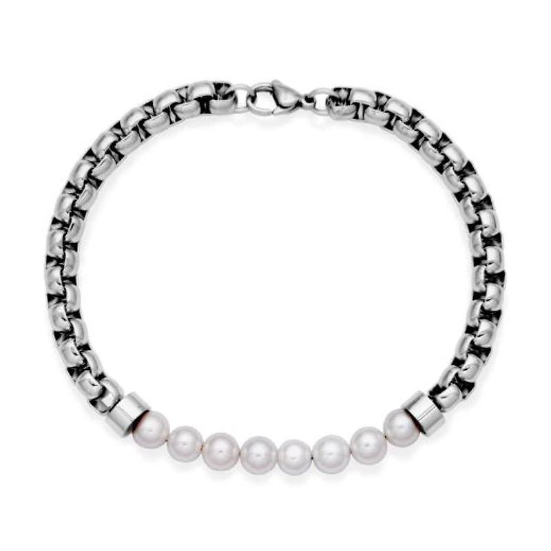 SteelX Stainless Steel White Shell Pearl Bracelet