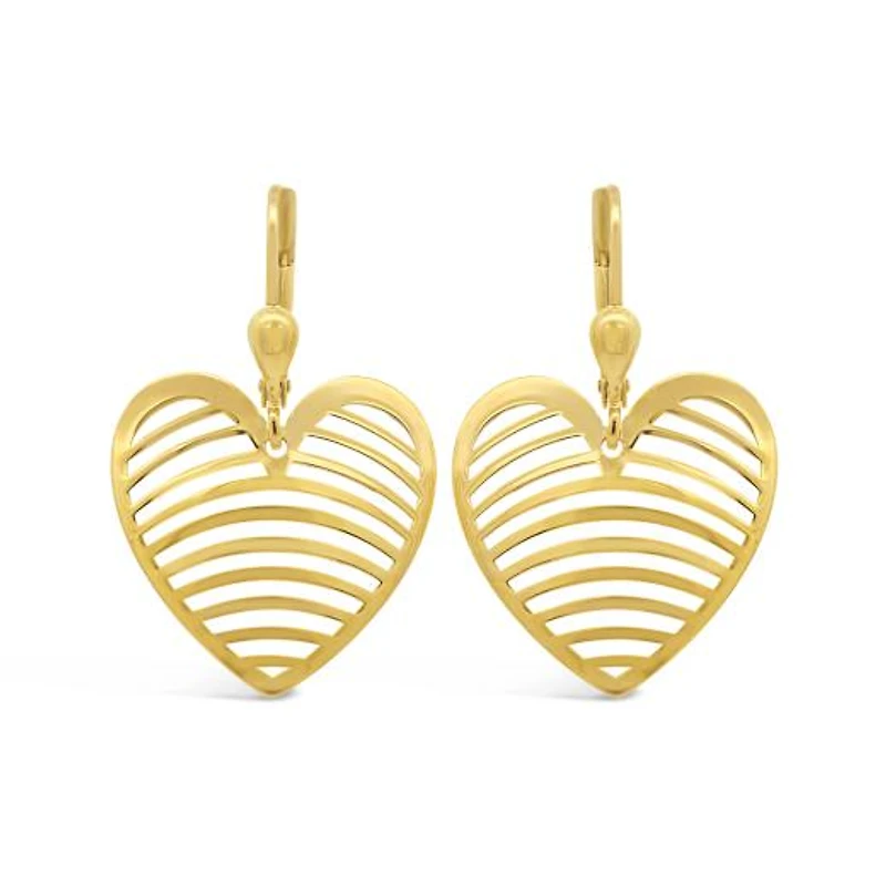 10K Yellow Gold Heart Drop Earrings