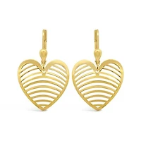 10K Yellow Gold Heart Drop Earrings