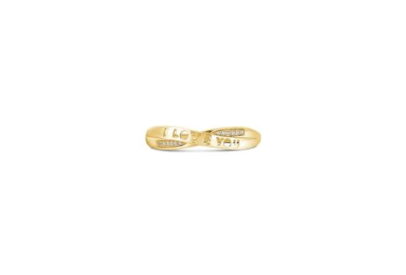 10K Yellow Gold Diamond "I Love You" Promise Ring