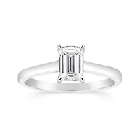 14K White Gold Lab Grown 1.00CT Emerald Cut Diamond Solitaire Ring