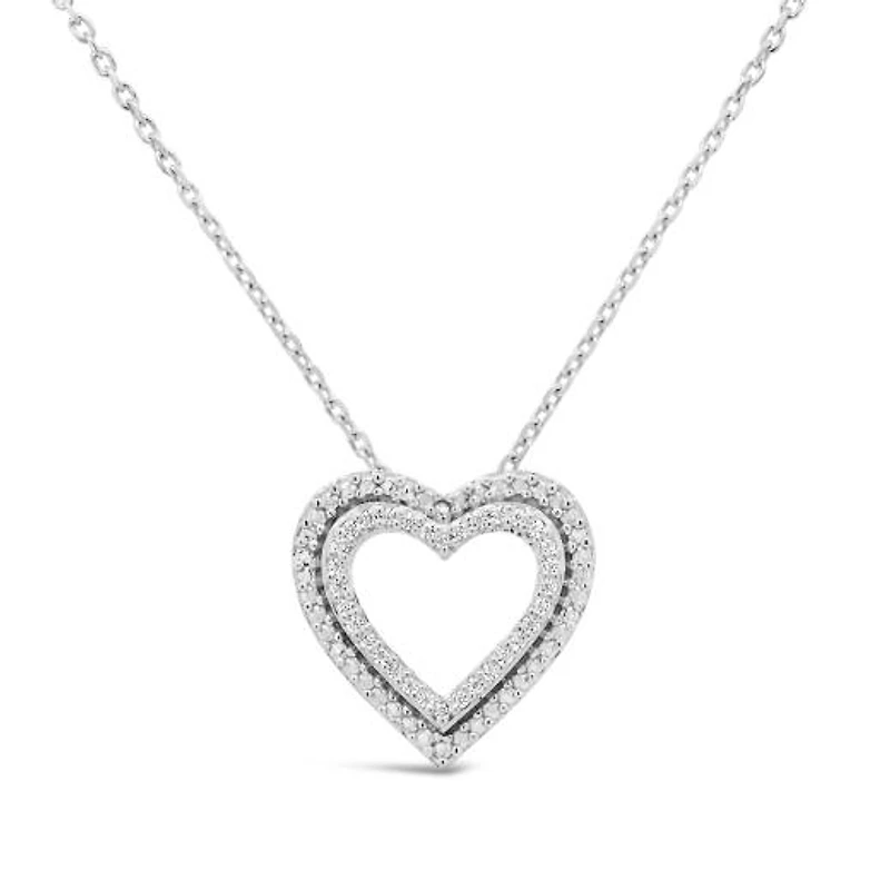 Sterling Silver Diamond Heart Pendant