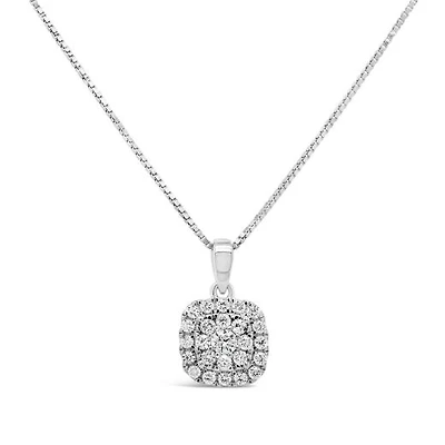 New Brilliance Sterling Silver Lab Grown 0.32CTW Diamond Cushion Shaped Pendant