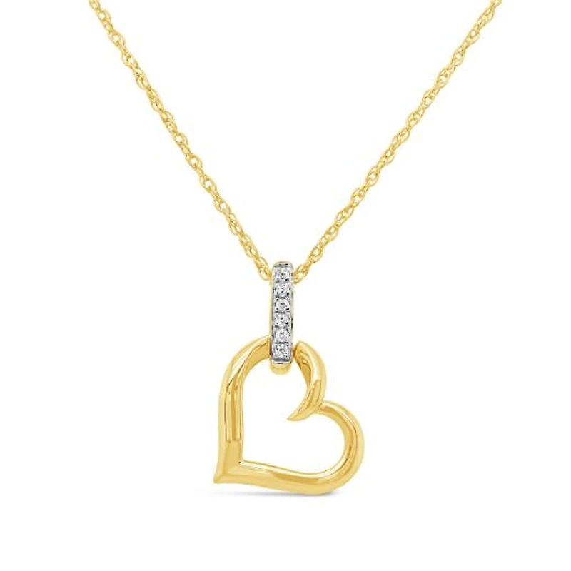 Loving Hearts 10K Yellow Gold Diamond Heart Pendant
