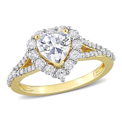 Julianna B Yellow Plated Sterling Silver Created White Sapphire Fashion Ring