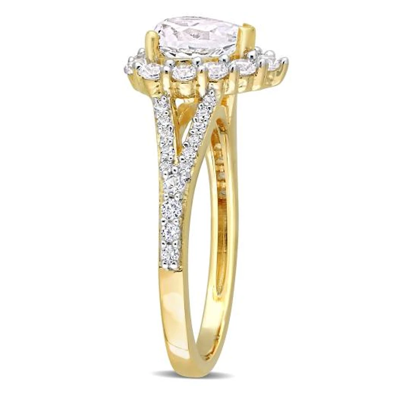 Julianna B Yellow Plated Sterling Silver Created White Sapphire Fashion Ring