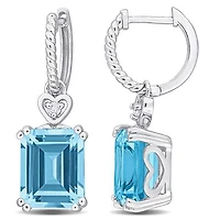 Julianna B Sterling Silver Sky Blue Topaz and White Topaz Earrings