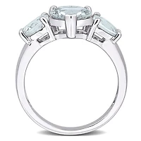 Julianna B Sterling Silver Aquamarine Heart Ring