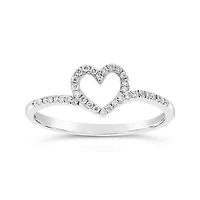 10K White Gold 0.12CTW Diamond Heart Promise Ring