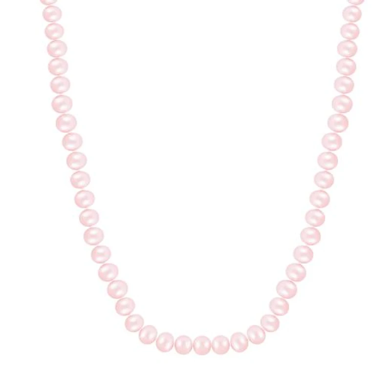 Sterling Silver 7-8mm Pink Freshwater Pearl Bracelet Earrings and Necklace Set